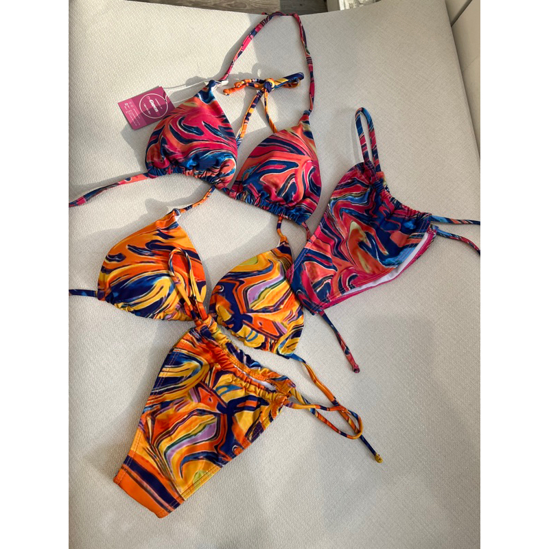 Bikini set 3 mảnh dáng tam giác kèm váy hoạ tiết 3M0149