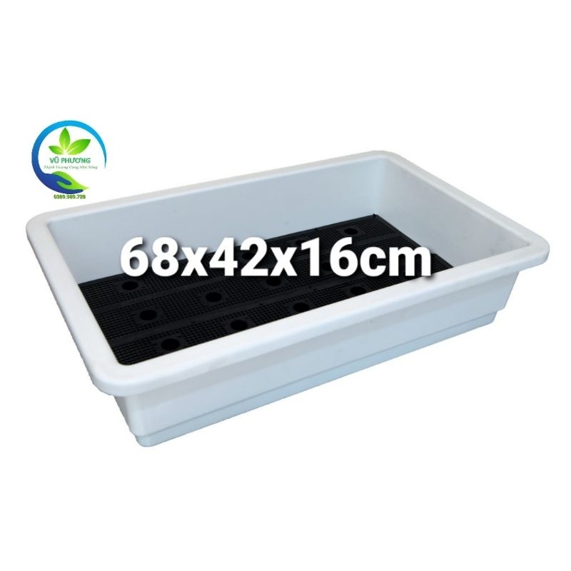 Combo 3 khay trồng rau sạch  thông minh kích thước dài 68x rộng 42x cao 16cm thích hợp trồng rau