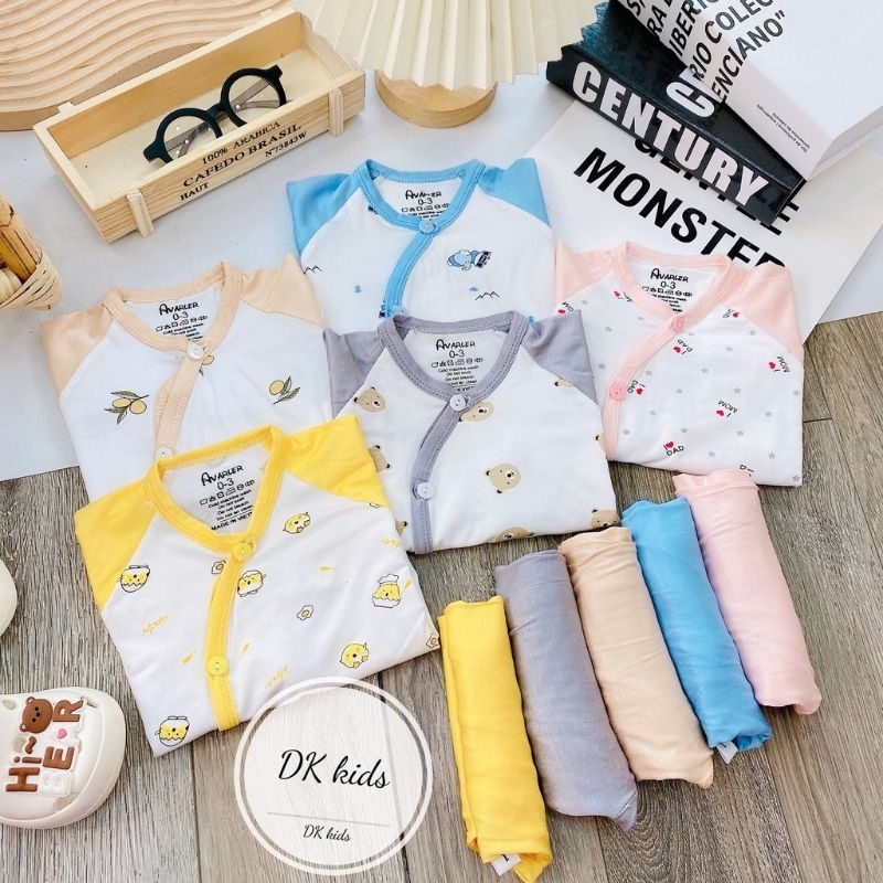 Bộ Quần Áo Cộc Sơ Sinh Vải Thun Lạnh Mềm Mát Cho Bé 3-9KG