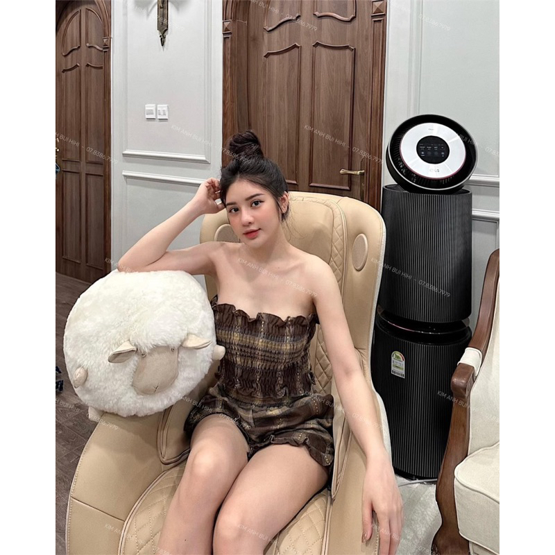 Set Áo Hai Dây Phối Quần Đũi Kẻ Chun Ngực Mã ĐH0228