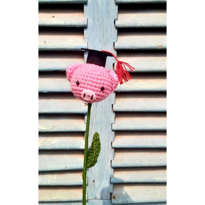 Cành hoa len thú tốt nghiệp + gấu, heo, thỏ, cừu, voi hàng sẵn