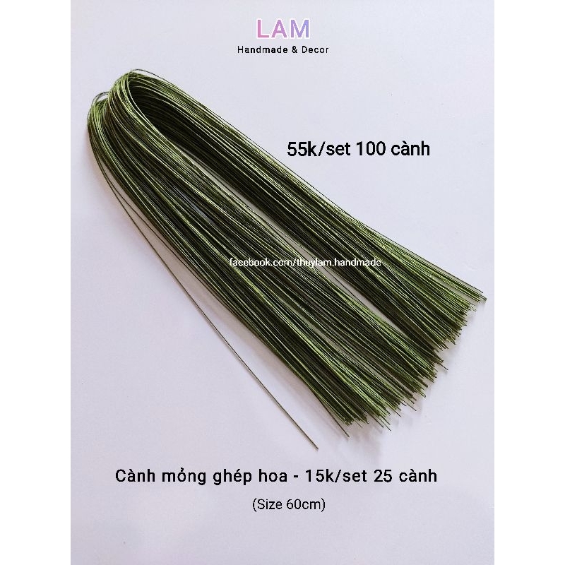 Set 25-100 cành mỏng ghép hoa, nẹp lá