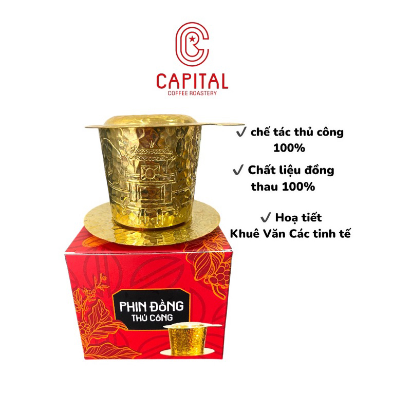Phin Pha Cà Phê - Đồng Thủ Công - Hoạ Tiết Khuê Văn Các