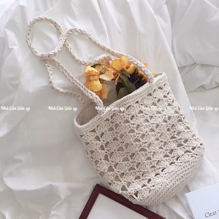 Set nón, túi len đeo vai vintage ( ảnh thật )