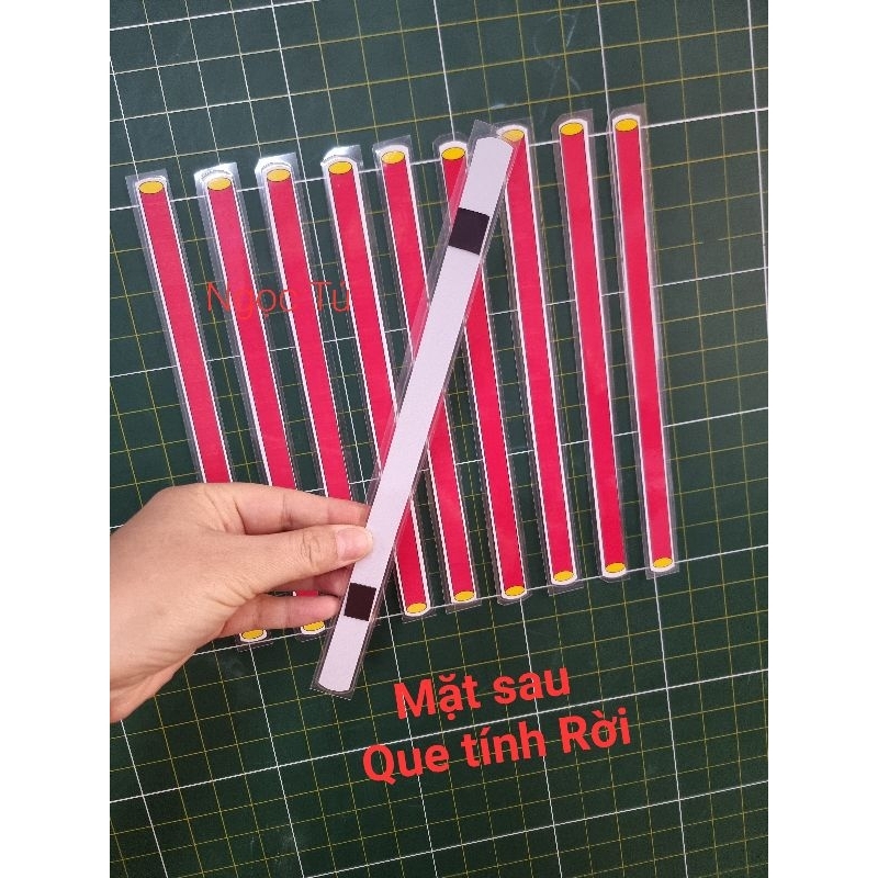 Sét 10 Thẻ Que tính Rời, Chục, Trăm In ép dày, sau có nam châm lá