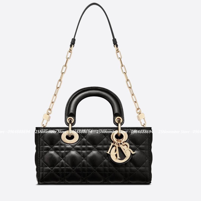 Túi xách D.i. o.-r l.a.d.y Dáng ngang màu đen size 26cm