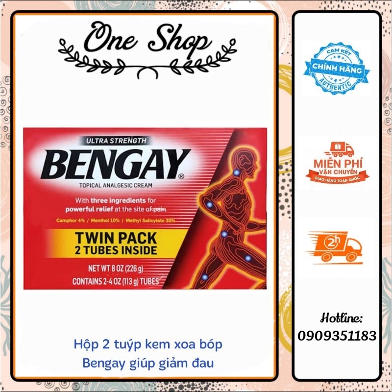 (Date T3/24) Hộp 2 tuýp kem xoa bóp giúp giảm đau Bengay (mỗi tuýp 113g) của Mỹ