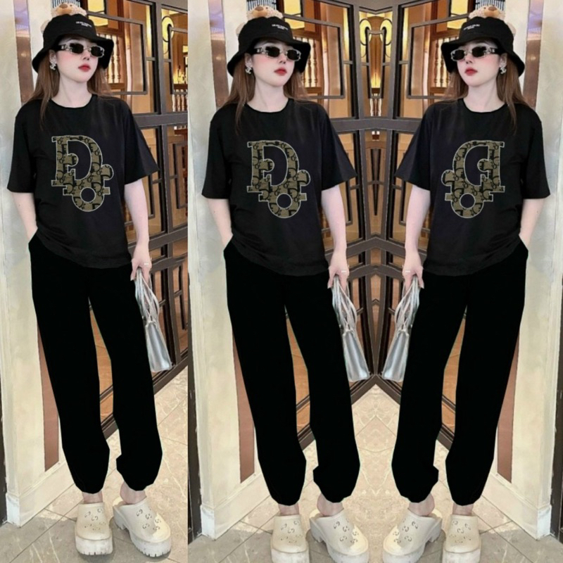BỘ THUN COTTON 100% MÙA HÈ ÁO PHOM RỘNG THÊU CHỮ