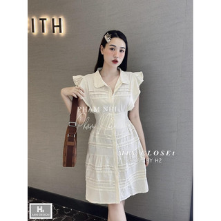 Váy bèo vai cổ sen phối ren phạm nhi