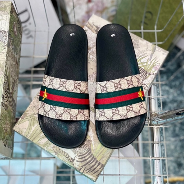 Dép da quai ngang nam nữ GUCCI bản mới nhất hai màu Y hình full size 38/42