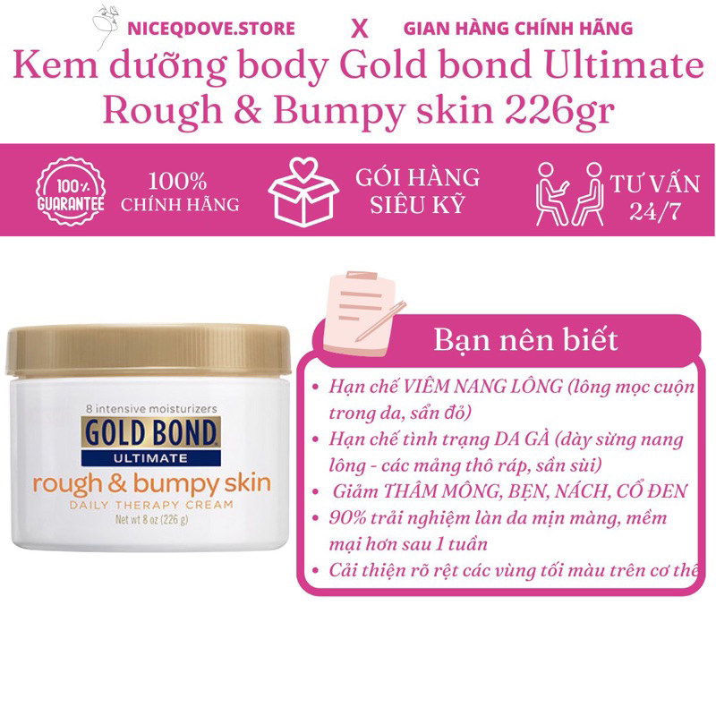 Kem dưỡng da Gold bond Ultimate Rough & Bumpy skin 226gr chính hãng bill Mỹ