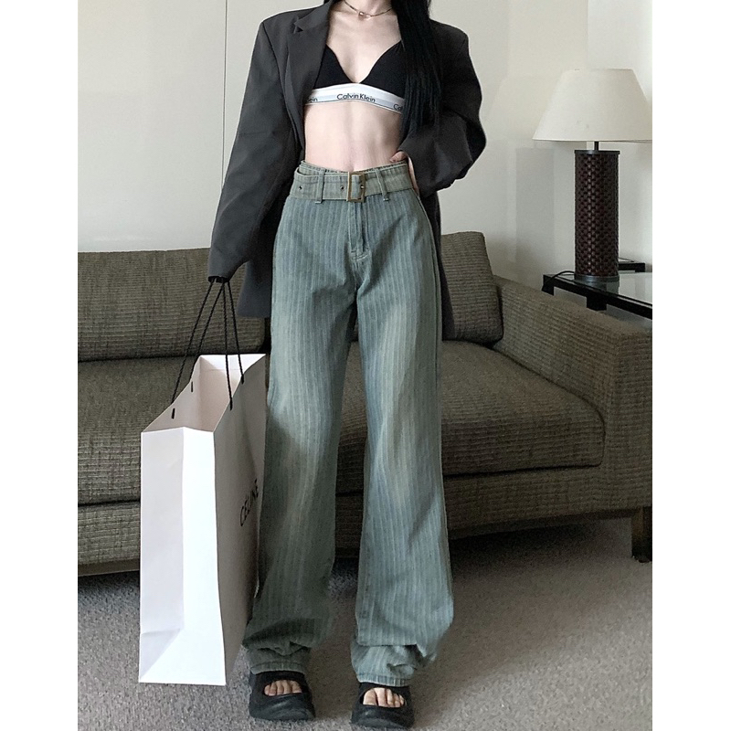 Quần jeans xanh chất liệu mới tặng thắt lưng