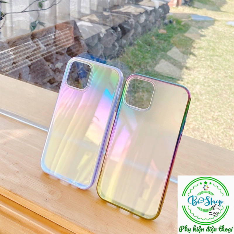 ỐP IPHONE X XS MAX | 11 | 11PRO | 11PROMAX | 12 | 12PRO | 12PROMAX - LƯNG ÁNH CẦU VỒNG ĐỔI MÀU VIỀN VUÔNG DẺO SANG CHẢNH