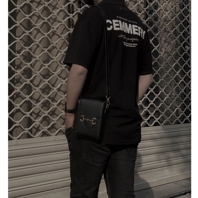 ESP001- Túi UNISEX da PU cao cấp nhỏ mini đeo chéo unisex đựng điện thoại khoá nam châm đơn giản.