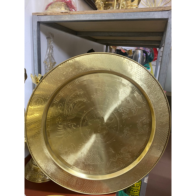 Mâm đồng chạm tứ linh Long lân quy phụng