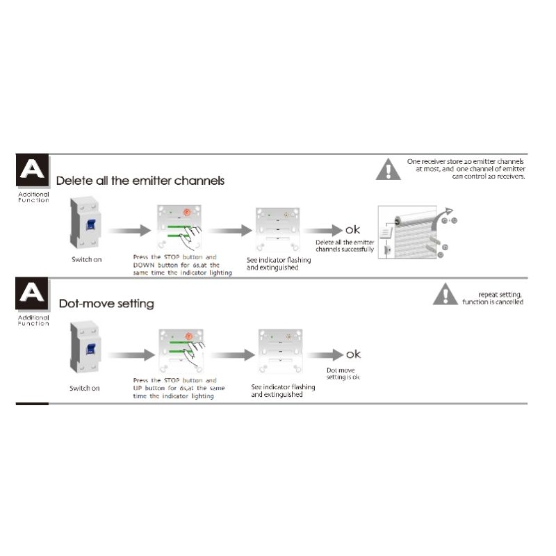 Mặt công tắc khiển động cơ rèm Dooya 4 dây DC227A và DC228A  kích thước 86x86 mm
