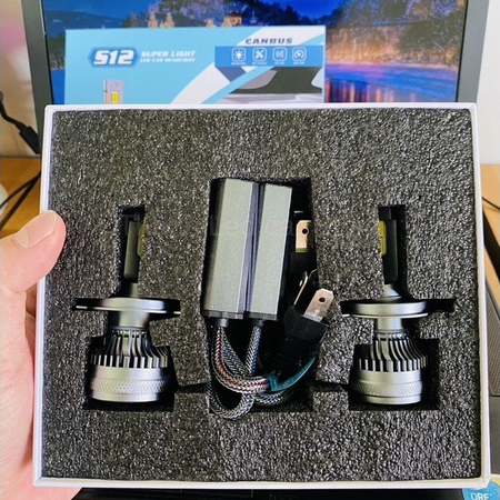Đèn pha led H4 S12 Super Light 75W 28000LM hiệu suất cao - chính hãng