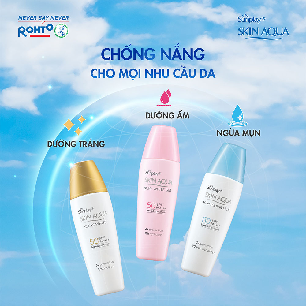 Gel chống nắng dưỡng da trắng mượt Sunplay Skin Aqua Silky White Gel SPF 50+, PA++++ 30g