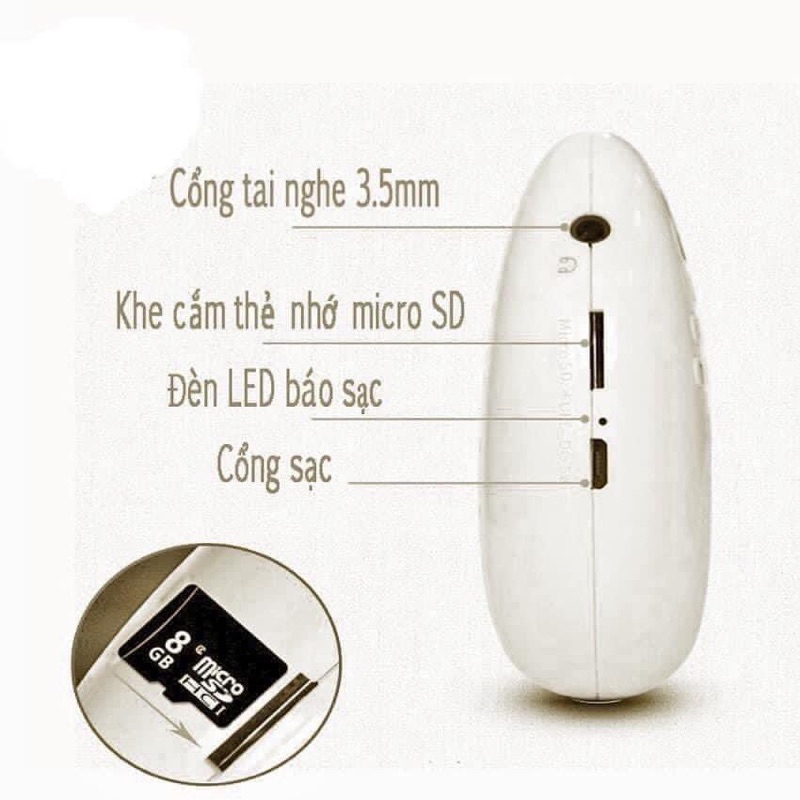 Combo loa giọt nước + thẻ 8g + đầu đọc thẻ nhớ, loa nghe tiếng anh, tắm ngôn ngữ cho trẻ