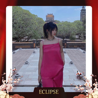 Set Áo Lụa Hai Dây Và Quần Lụa Hồng Đậm Eclipse Clothing