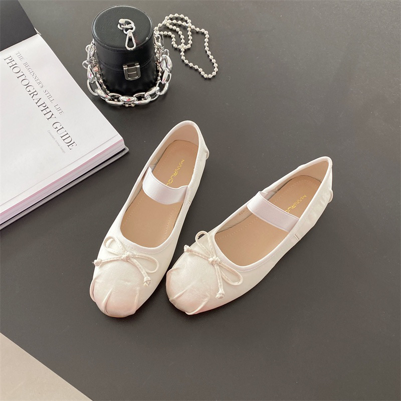 Giày búp bê vải có quai ba lê đế bằng phong cách Balletcore Jennie Backpink - Yannie