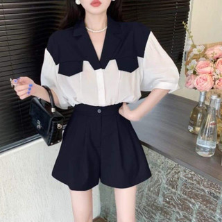 Set áo phối - quần đùi nút