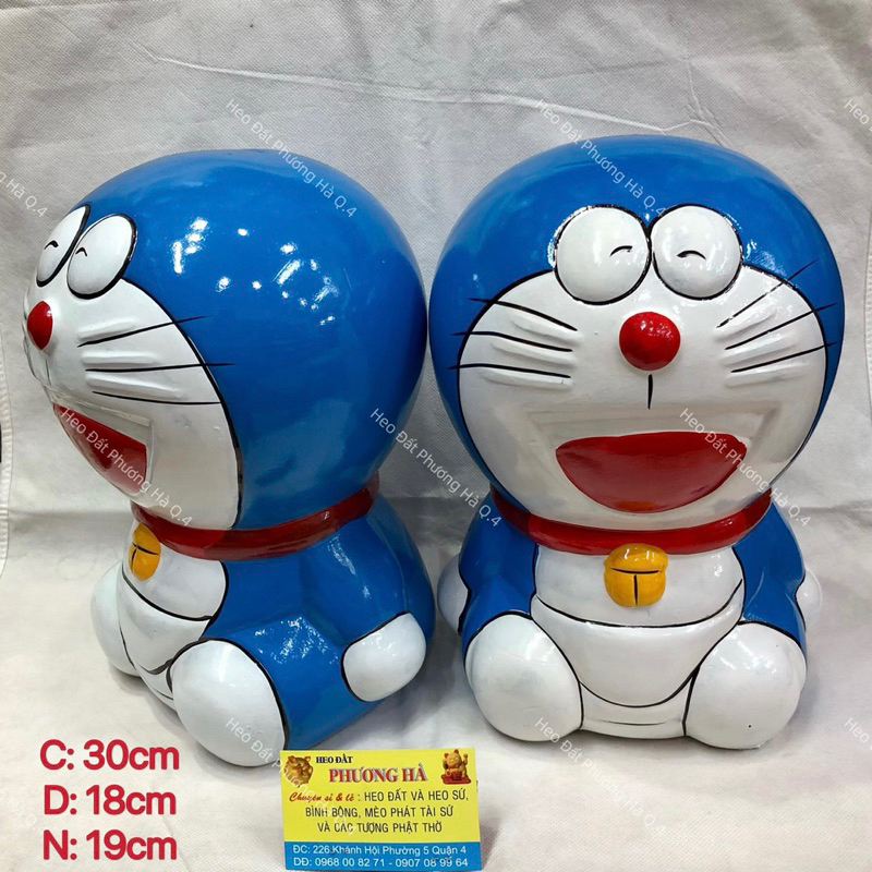 Ống Heo ĐấT DOREMON Size LỚN Sơn Bóng size 30cm * 19cm