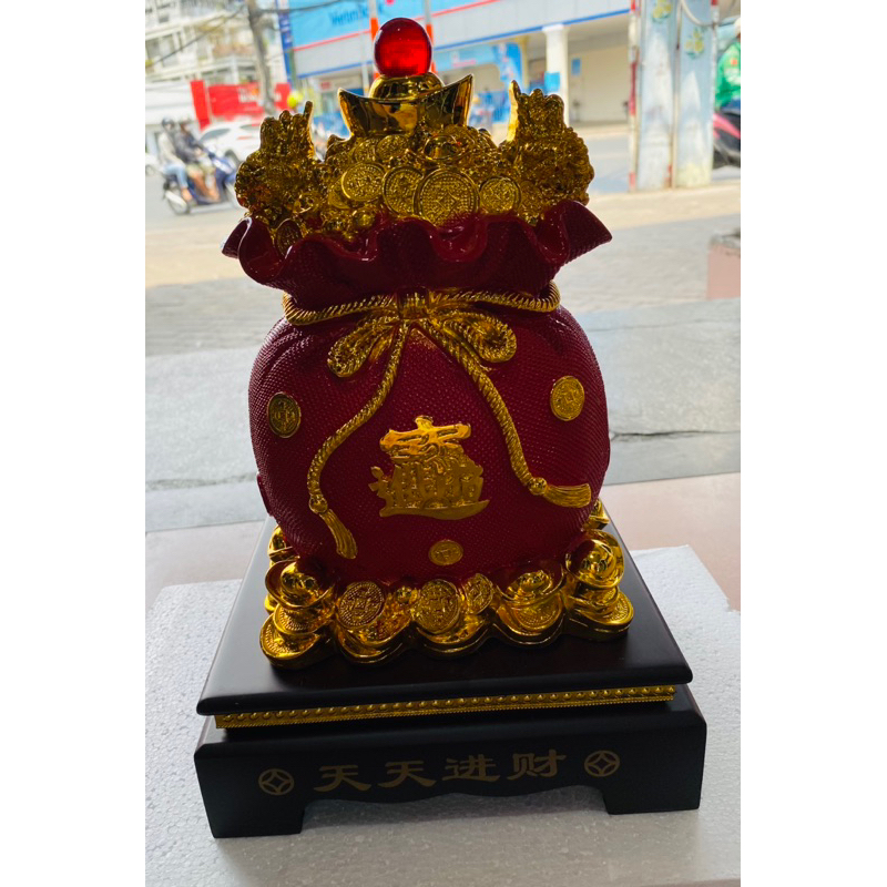 Túi vàng túi tài lộc trưng phong thuỷ kích hoạt may mắn size đại 20x30cm Thuylamshop