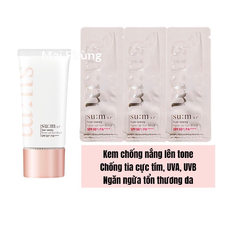 10 gói kem chống nắng lên tone Sum37 Sun-away Tone-up Sun Block