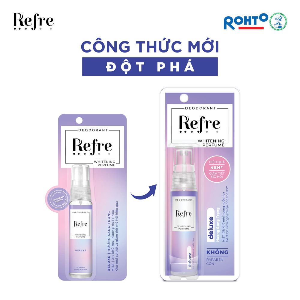 Xịt khử mùi dưỡng trắng hương nước hoa Refre 30ml/chai