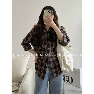 áo sơ mi kẻ caro chất thô dạ hàn quốc