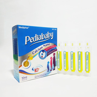 Siro Bổ Sung Canxi Nano - Pediababy Calcium Nano - Nhanh Mọc Răng - Phát Triển Chiều Cao - Xương Chắc Khỏe - Hộp 20 Ống