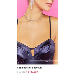 (Size S-L) Bodysuit satin xuất dư, Forever21
