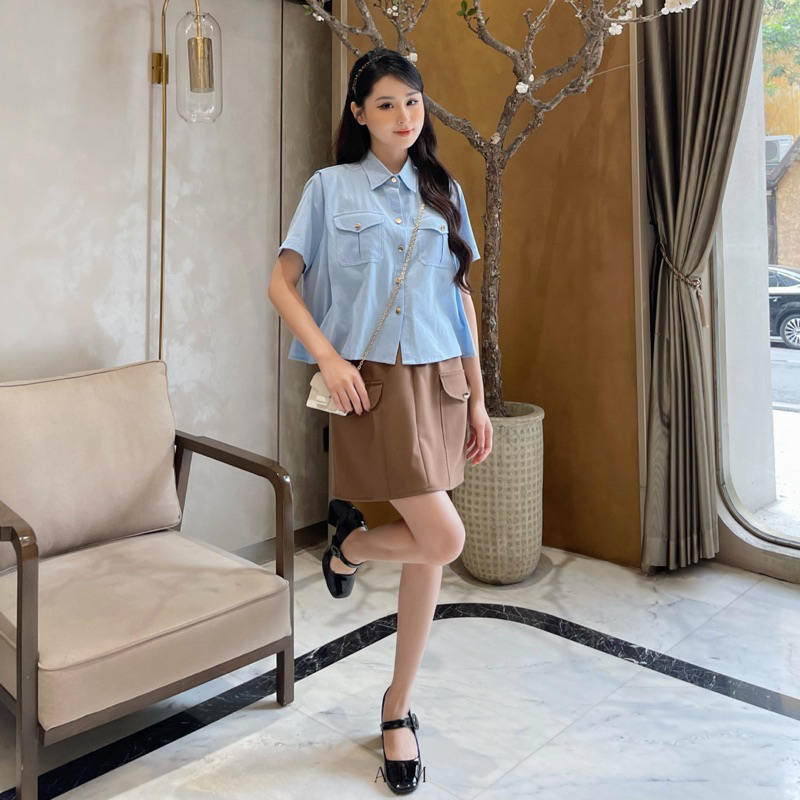 Meriah Shirt / Áo sơ mi vải linen dáng ngắn
