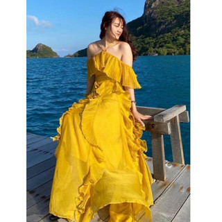 Đầm Maxi Đi Biển, Váy Maxi Cổ Yếm MS08, Chất Voan, Mềm Mát, Màu Vang, Siêu Phẩm Của Tín Đồ Sống Ảo