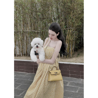 Đầm maxi 2 dây tết kẻ suông mai phương bùi
