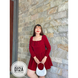 Đầm nhung cổ vuống D12A