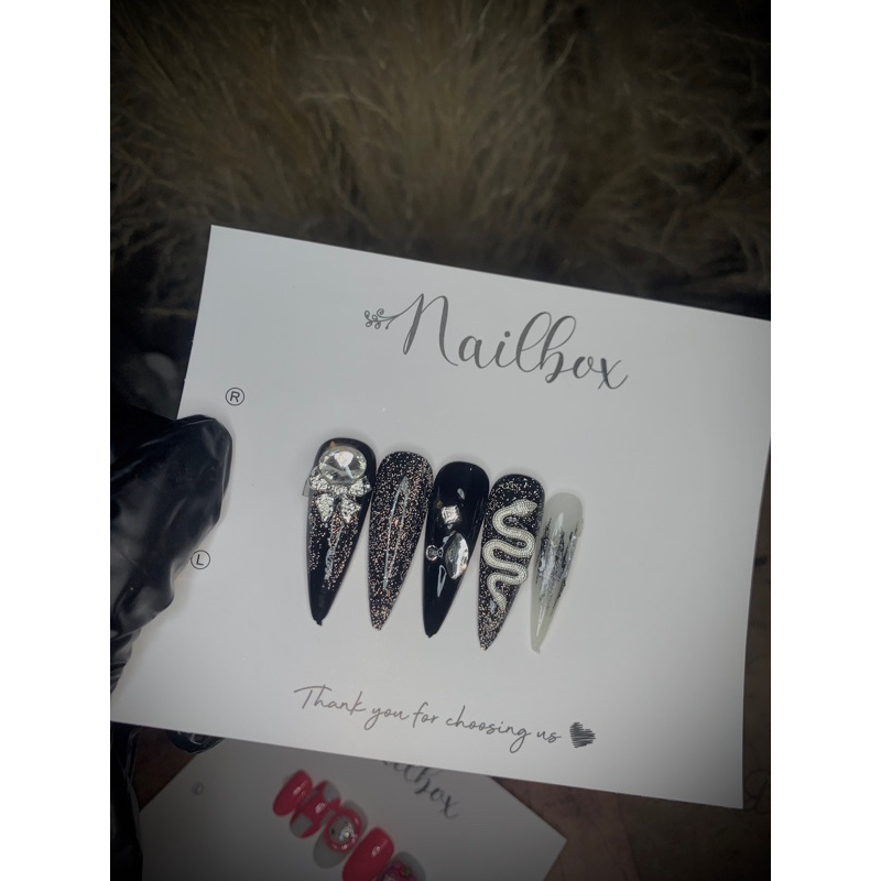 nailbox đen nhũ flat