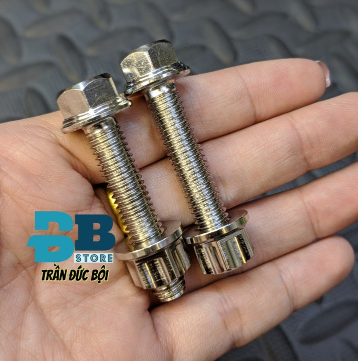 2 ốc xỏ gác chân sau kèm tán mẫu Thái salaya cho các dòng xe Honda và Yamaha