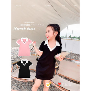 XẢ Váy đầm cổ V cho bé gái