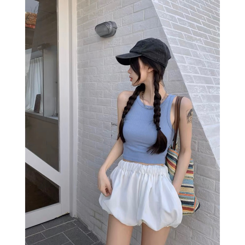 Áo Croptop 3 Lỗ khoét vai màu trơn Pastel Chuẩn Dáng Năng Động thun tăm mềm mịn 13899 FIORI STORE