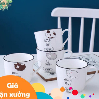 [XẢ KHO] Cốc sứ cao cấp hoạ tiết Mèo Life đáng yêu - VS73