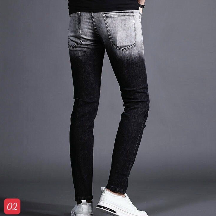 Quần Jean Nam Dài Trơn Loang Đen Đơn giản Phong Cách Mạnh Mẽ Kiểu Dáng Hàn Quốc MS02