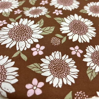 Vải Linen Bột Pha Tưng Hoa To Nền Nâu Cam Mềm Mướt Khổ 1m35