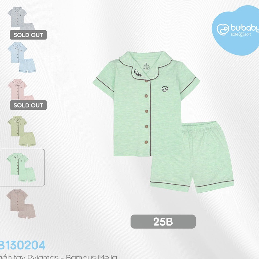 Bộ ngắn tay Pijama bamboo melange Bu baby cho bé 10kg-20kg