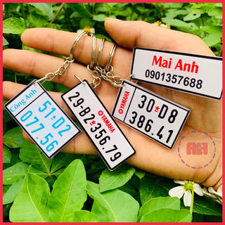 Móc Khoá biển số xe, in 2 mặt, ib để nhắn nội dung
