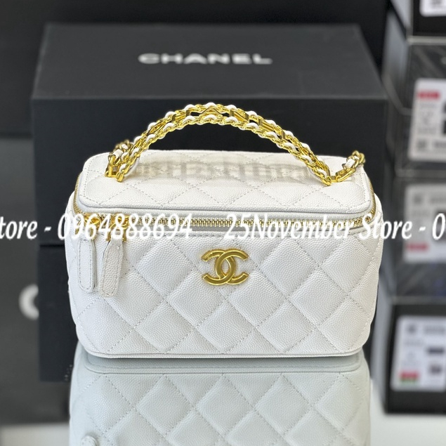 Túi xách Ch.a,n-el. Va.tin-i màu trắng size 18cm.
