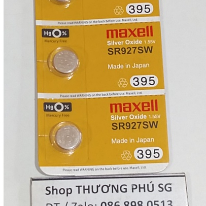 Pin SR927SW, 395 - 1.55V Maxell Silver Oxide / Vĩ 5 Viên