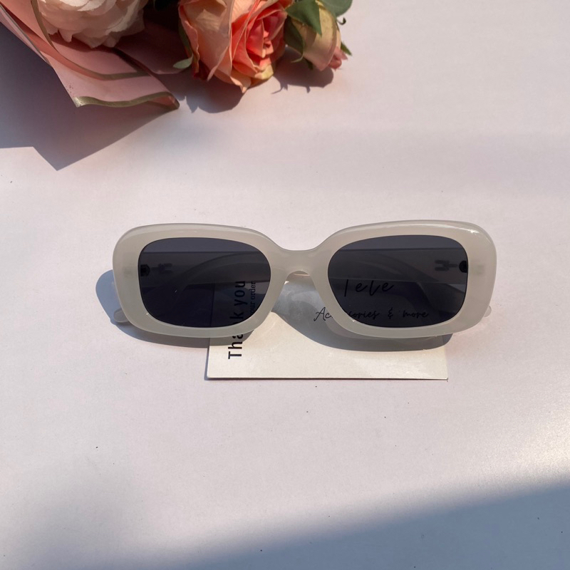 Kính mát thời trang màu thạch trắng cho nam và nữ, Kính râm mát chống nắng thời trang