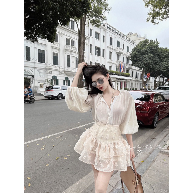 Set Áo Sơmi Mix Chân Váy Bông